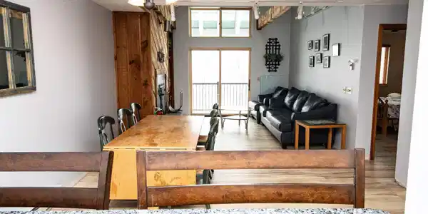 Image 4: Kitchen, Dining and Living Room with Sliders to Deck