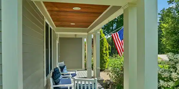 Image 4: Covered front porch recent Trex decking Image 4: Covered front porch recent Trex decking