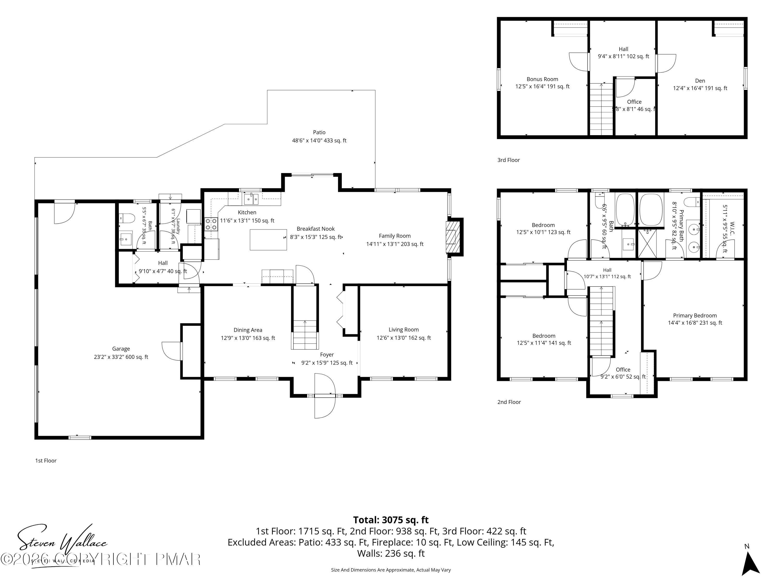 Image 4: Floor Plans 3 Levels w/ Garage