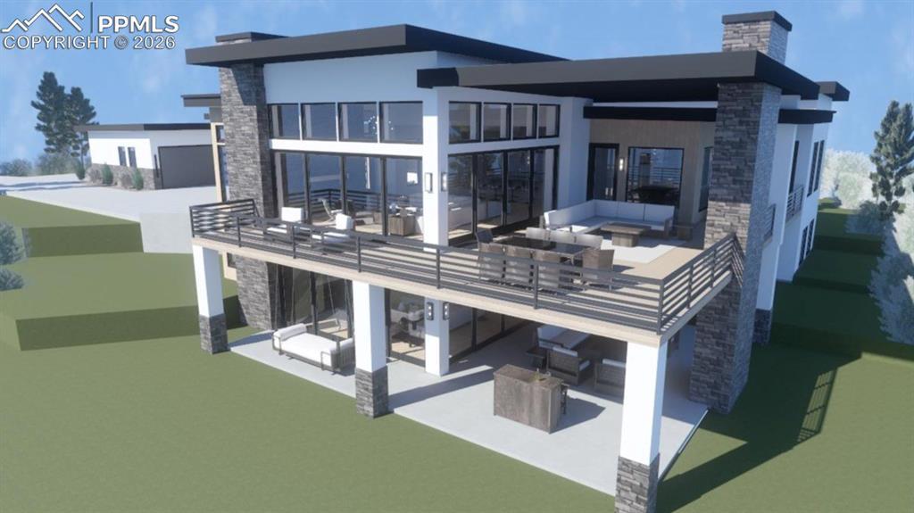 Image 2: Wrap-around covered deck, four 20' sliding glass pocket doors