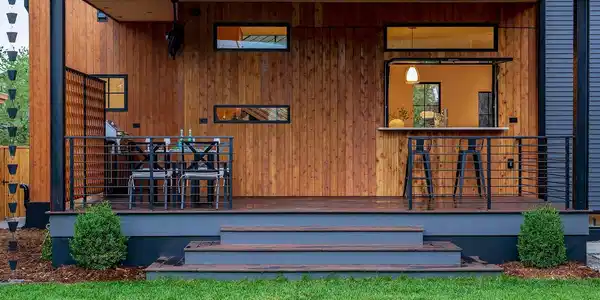 Image 4: Bamboo Back Deck with Cool Flip Up Window Bar & Outdoor BBQ Kitchen! Image 4: Bamboo Back Deck with Cool Flip Up Window Bar & Outdoor BBQ Kitchen!