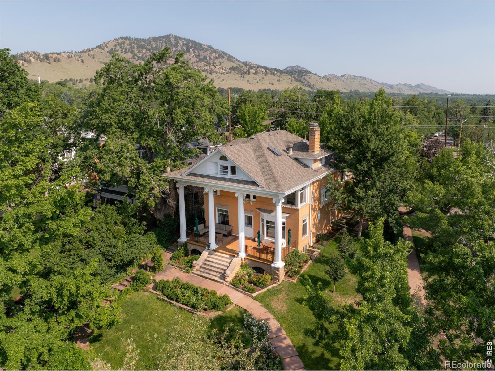 Image 3: From above, the Moorhead House occupies a prominent corner setting at the end of Highland Avenue, just moments from Downtown Boulder, Pearl Street, Mount Sanitas, and the best of Mapleton Hill. Image 3: From above, the Moorhead House occupies a prominent corner setting at the end of Highland Avenue, just moments from Downtown Boulder, Pearl Street, Mount Sanitas, and the best of Mapleton Hill.