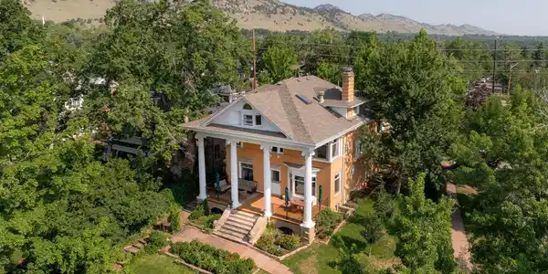 Image 3: From above, the Moorhead House occupies a prominent corner setting at the end of Highland Avenue, just moments from Downtown Boulder, Pearl Street, Mount Sanitas, and the best of Mapleton Hill. Image 3: From above, the Moorhead House occupies a prominent corner setting at the end of Highland Avenue, just moments from Downtown Boulder, Pearl Street, Mount Sanitas, and the best of Mapleton Hill.