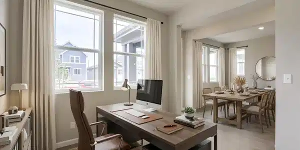 Image 2: As you enter the home, you are welcomed by a home office and dining room Image 2: As you enter the home, you are welcomed by a home office and dining room