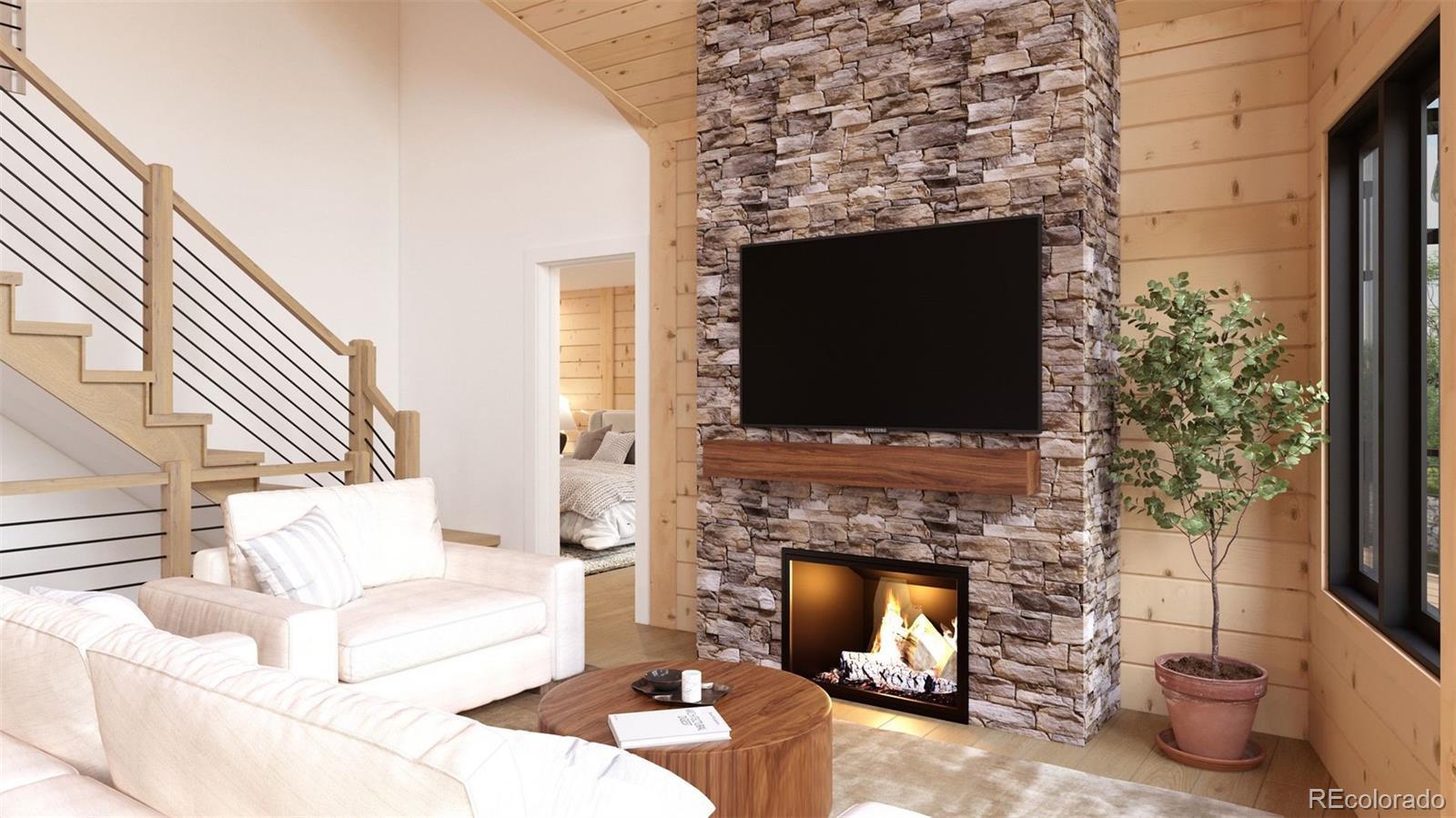 Image 4: Cozy family room with fireplace