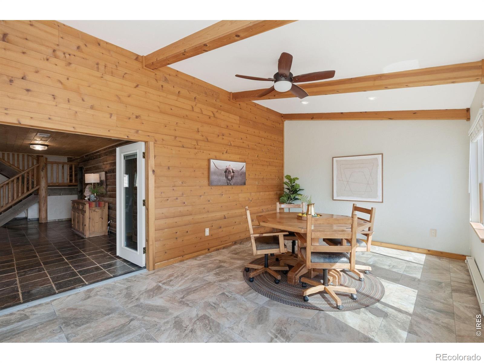 Image 4: Ceiling Fan and Cedar Siding in Sun Room! Image 4: Ceiling Fan and Cedar Siding in Sun Room!