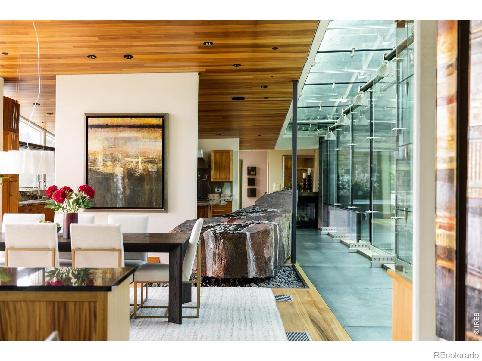 Image 3: An open concept hall meshes the living room, dining room, kitchen, greenhouse and great room all together with glass walls Image 3: An open concept hall meshes the living room, dining room, kitchen, greenhouse and great room all together with glass walls