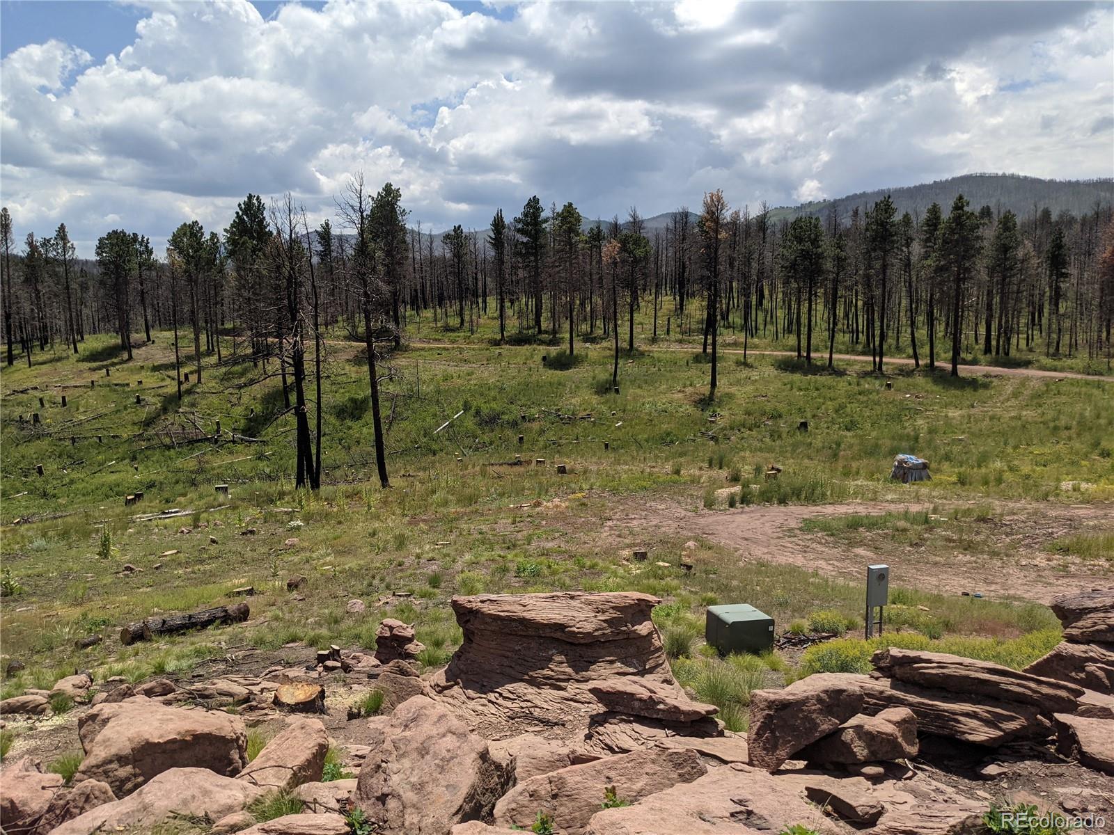 Image 4: View from the rock outcropping. One of two electrical boxes and electric pedestal.
