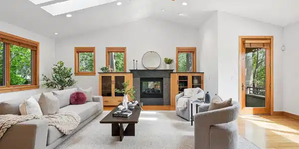 Image 3: Double sided fireplace to back patio and fully fenced yard for year round us. Open floor plan with incredible natural light. Image 3: Double sided fireplace to back patio and fully fenced yard for year round us. Open floor plan with incredible natural light.