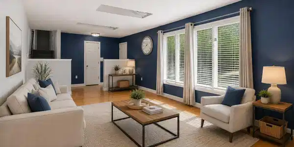 Image 4: Virtually staged main floor living room. Image 4: Virtually staged main floor living room.