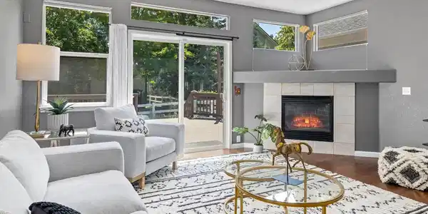 Image 2: Spacious Living Area with Gas Fireplace Image 2: Spacious Living Area with Gas Fireplace