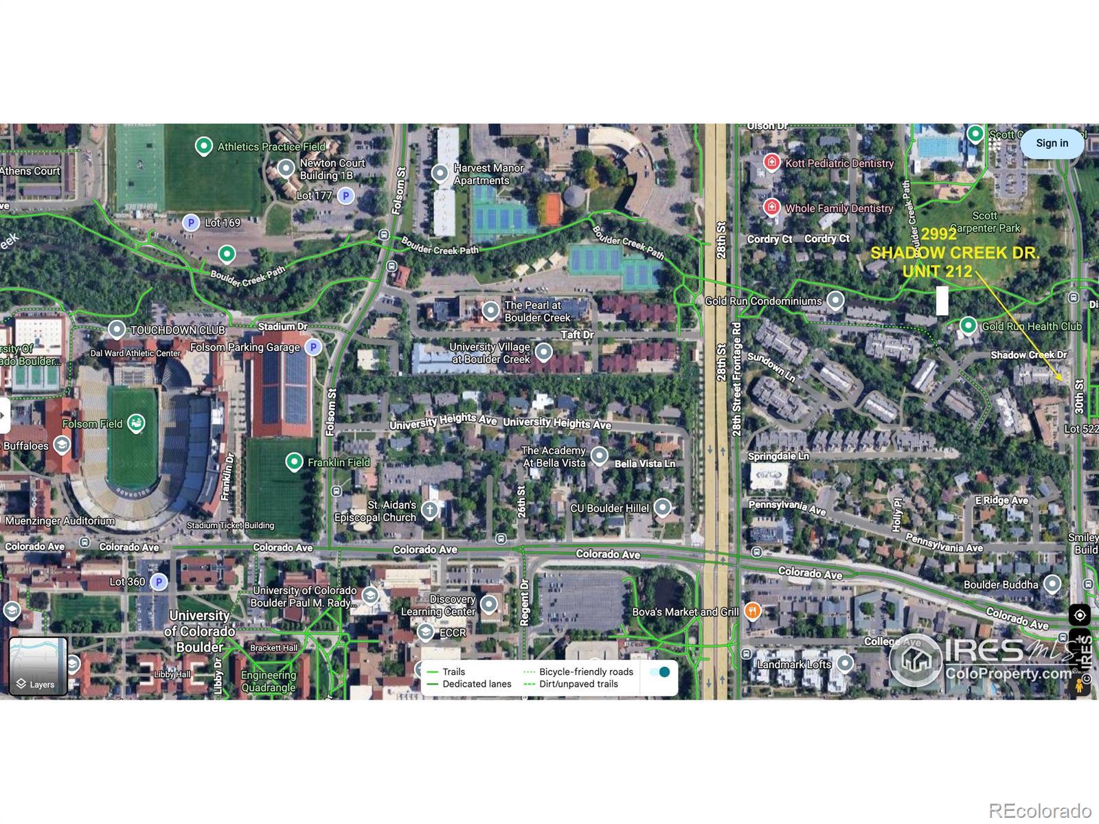 Image 3: Green Bike/pedestrian path to CU (underpass across 28th) Image 3: Green Bike/pedestrian path to CU (underpass across 28th)