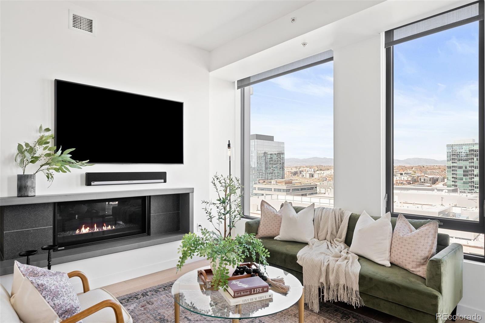 Image 1: Living room with mountain views