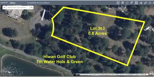 Image 4: 4 - Jeffco Esri Arial of Lot 363 & Hiwan Golf Club 7th Water Hole