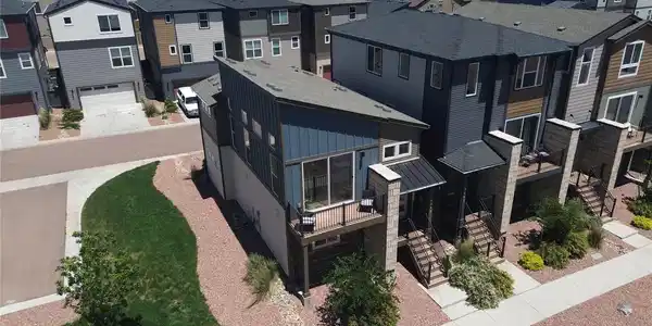 Image 4: Aerial view of xeriscaped side yard. Image 4: Aerial view of xeriscaped side yard.