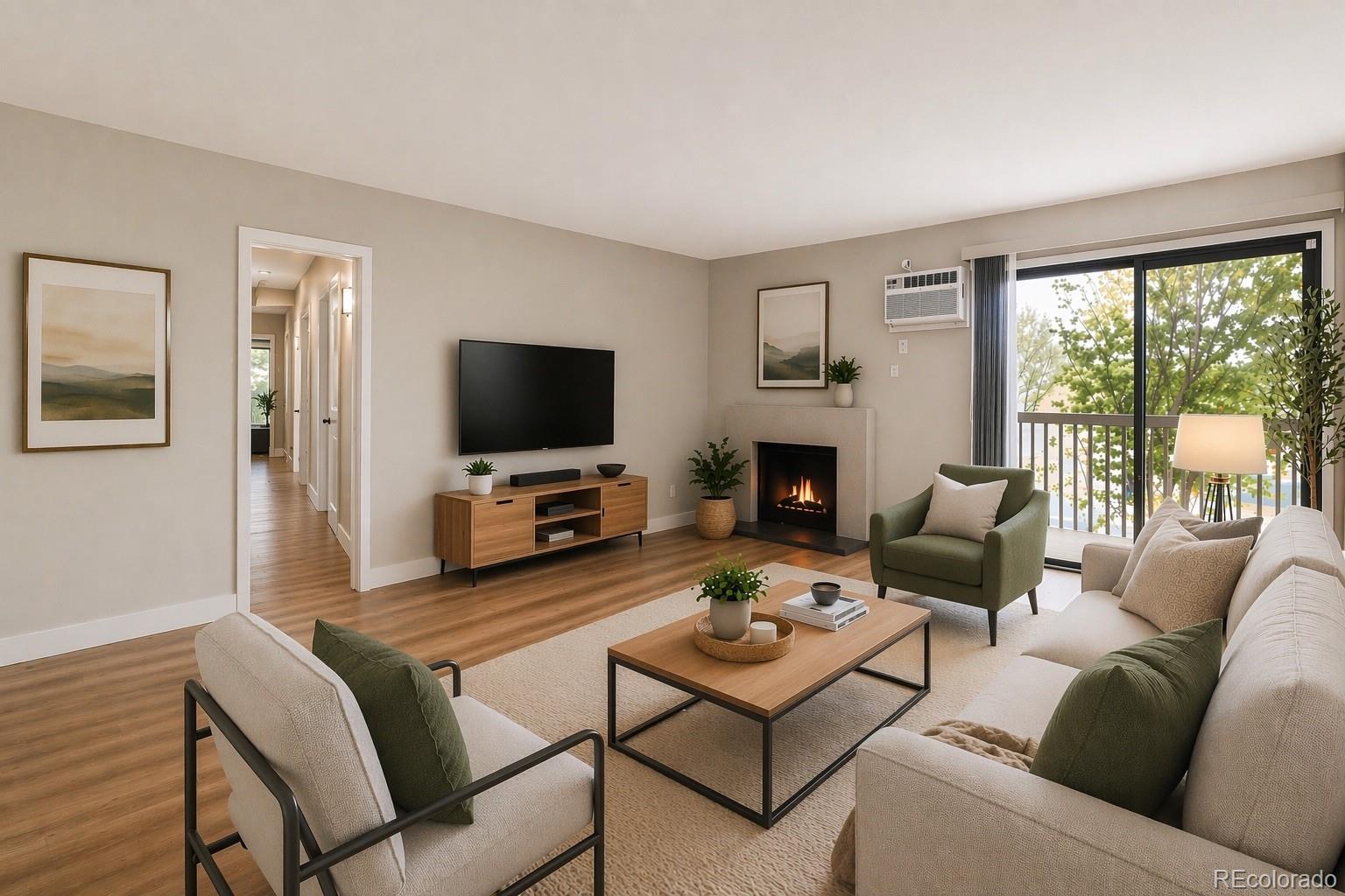 Image 1: Living Room w/ Fireplace and Covered Porch Image 1: Living Room w/ Fireplace and Covered Porch