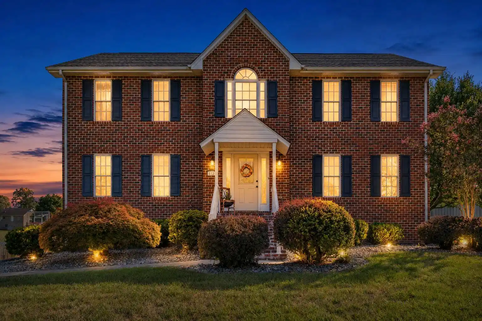 Image 1: Some exterior lighting virtually staged