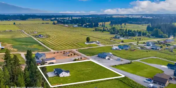 Image 2: Space for adding outbuildings, shop, garden, trees, etc. All lines are approximate. (Enhanced photo)