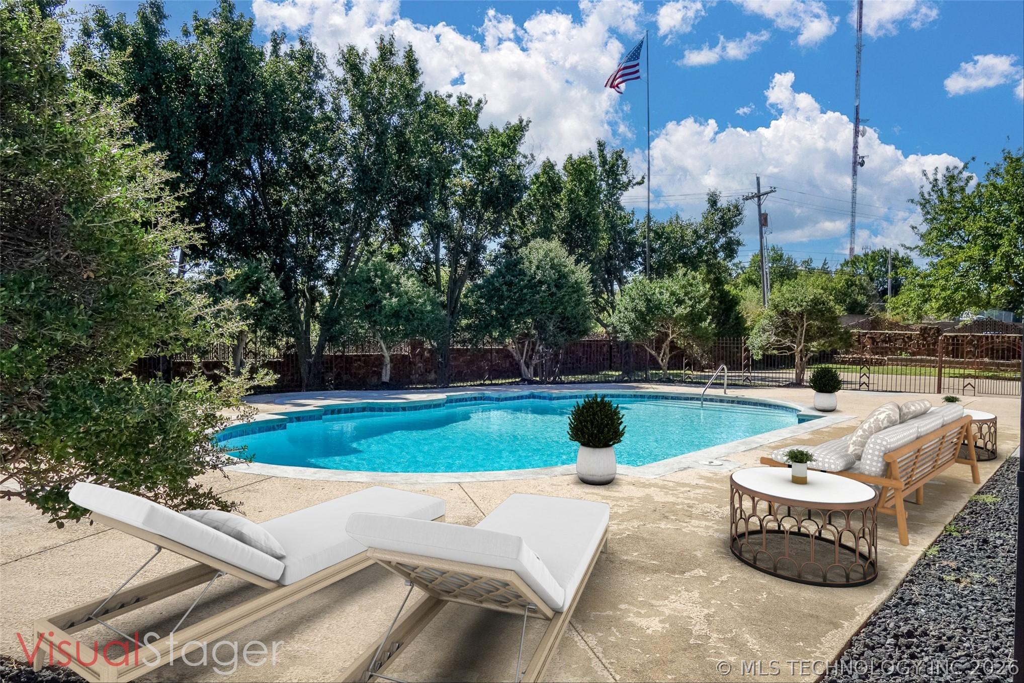 Image 2: Virtually staged pool area