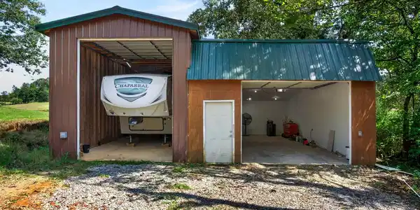 Image 2: DETACHED GARAGE, 20 X 20 HEATED WORKSHOP  
18 X 34 X 14 RV GARAGE