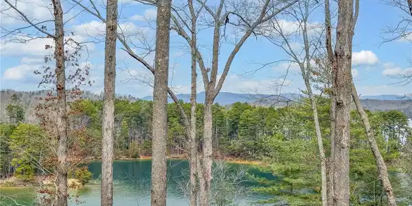 Image 2: This serene landscape presents a beautiful lake wi