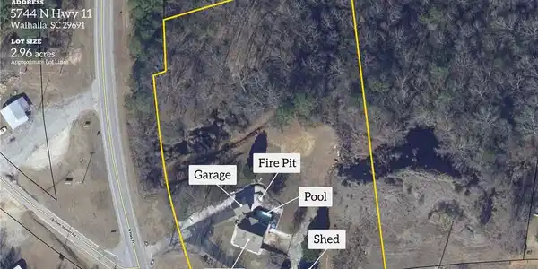 Image 2: An aerial view showcases a residential property wi
